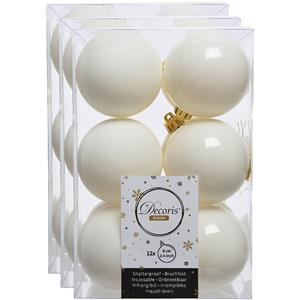 Decoris 36x stuks kunststof kerstballen wol wit 6 cm glans/mat -