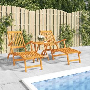 VidaXL Terrasstoelen 2 St Met Voetensteun Massief Acaciahout