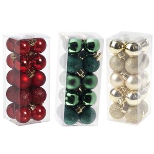 Cosy & Trendy Kleine kunststof kerstversiering 60x stuks set en 3 cm kerstballen in het rood-goud-groen -