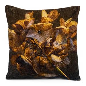 Countrylifestyle Kussen velvet bloemen bruin