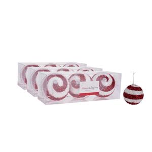Home & Styling 9x stuks gedecoreerde kerstballen rood/wit kunststof 10 cm -