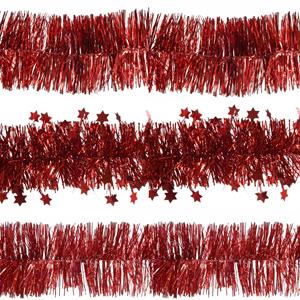 Decoris folie kerstslingers 6x stuks - rood - kunststof - 270 cm -
