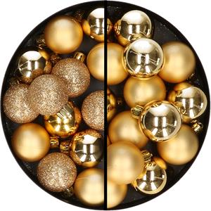 Decoris 30x stuks kunststof kerstballen goud 3 en 4 cm -
