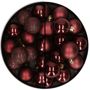 30x stuks kunststof kerstballen mahonie bruin 3 en 4 cm -
