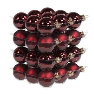 Othmara decorations 36x Donkerrode glazen kerstballen 4 cm mat/glans -