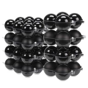 52x stuks glazen kerstballen zwart 6 en 8 cm mat/glans -