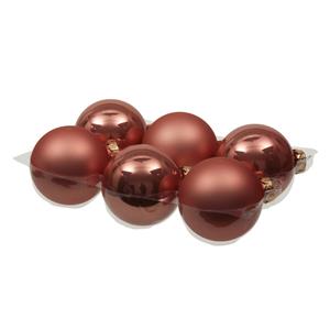 Othmar decorations 6x Stuks Glazen Kerstballen Koraal Roze 8 Cm Mat/glans - Kerstbal