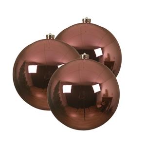 Decoris 3x stuks grote kunststof kerstballen lippenstift roze 14 cm glans -