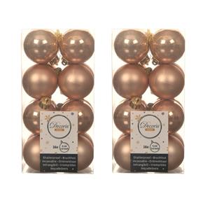 Decoris 48x stuks kunststof kerstballen toffee bruin 4 cm glans/mat -