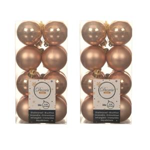 Decoris 48x stuks kunststof kerstballen toffee bruin 4 cm glans/mat -