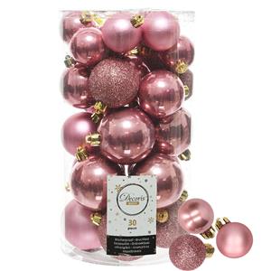 Decoris kerstballen 44x stuks oudroze 3-4-5-6 cm kunststof -