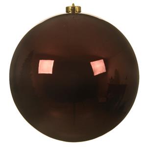 Decoris 1x stuks grote kunststof kerstballen mahonie bruin 14 cm glans -