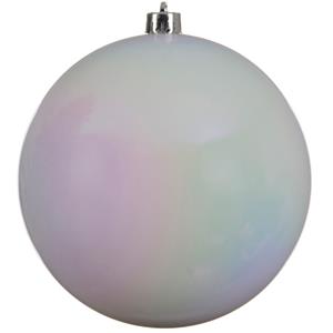 Decoris 1x stuks grote kunststof kerstballen parelmoer wit 14 cm glans -