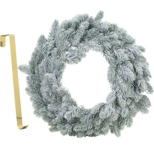 Kerstkrans groen met sneeuw 36 cm kunststof incl. deurhanger -