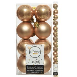 Decoris 30x stuks kunststof kerstballen lichtbruin 3 en 4 cm -