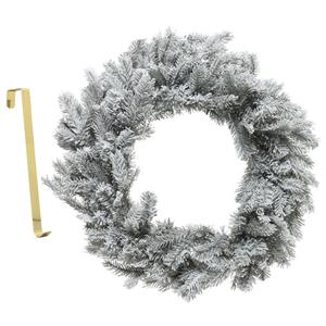 Decoris Kerstkrans groen met sneeuw 50 cm kunststof incl. deurhanger -