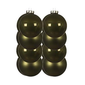 Decoris 16x stuks kunststof kerstballen mos groen 10 cm glans/mat -