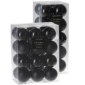 Kerstballen 44x stuks zwart 3 en 4 cm kunststof -