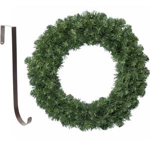 Decoris Kerstkrans groen 35 cm kunststof incl. ijzeren deurhanger -