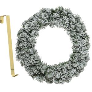 Decoris Kerstkrans groen met sneeuw 35 cm kunststof incl. deurhanger -