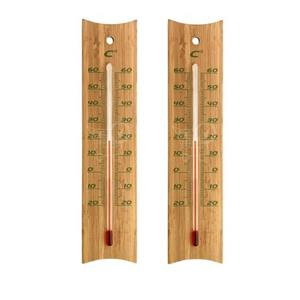 Ubbink Set van 2x bamboe thermometer voor binnen en buiten 20 cm -
