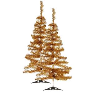 Arte r 2x stuks kleine gouden kerstbomen van 90 cm -