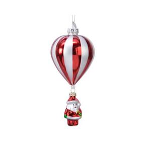 DECORIS DEASON DECORATIONS Decoris kersthanger luchtballon rood/wit 15cm