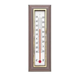Merkloos Thermometer binnen en buiten donkerbruin 5 x 16 cm -