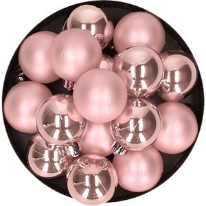 Decoris 16x stuks kunststof kerstballen zacht roze 4 cm -
