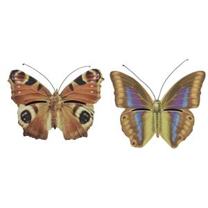 Decoris Set van 2x stuks bruin/geel en bruin/oranje vlinder insectenhotels 20 cm -