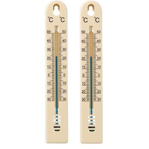 Ubbink Set van 2x stuks binnen/buiten thermometer beige kunststof 3 x 17 cm -