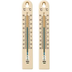 Ubbink Set van 2x stuks binnen/buiten thermometer beige kunststof 3 x 17 cm -