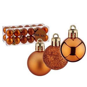 Arte r 24x stuks kerstballen oranje kunststof 3 cm glitter, glans, mat -