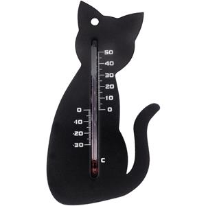 Ubbink Binnen/buiten thermometer zwarte kat/poes 15 cm -