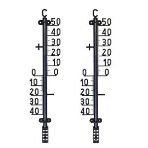 Set van 2x zwarte thermometer voor binnen en buiten cm -