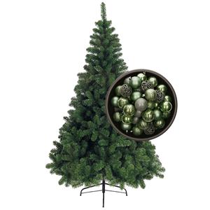 Bellatio kunst kerstboom 210 cm met kerstballen salie groen -