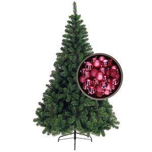 Bellatio kunst kerstboom 240 cm met kerstballen fuchsia roze -