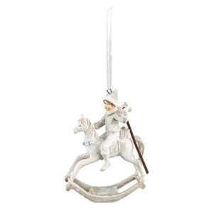 Clayre & Eef Kersthanger Hobbelpaard 20 cm Beige Kunststof