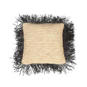 Bazar Bizar The raffia cushion cover square natural black 40x40