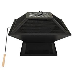 VidaXL Vuurplaats en barbecue 2-in-1 met pook 46,5x46,5x37 cm staal