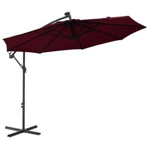 VidaXL Zweefparasol met LED-verlichting en stalen paal wijnrood