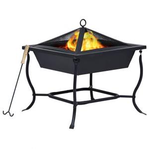 vidaXL Feuerstelle Schwarz 45x45x45 cm Stahl 