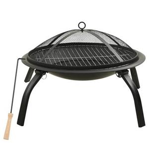 vidaXL 2-in-1 Feuerstelle und Grill mit Schürhaken 56x56x49 cm Stahl 