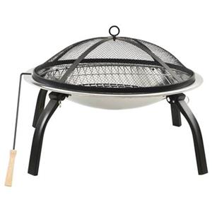 VidaXL Vuurplaats en barbecue 2-in-1 met pook 56x56x49 cm rvs