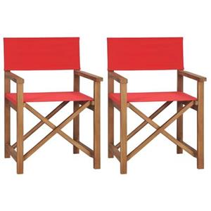 VidaXL Regisseursstoelen 2 st massief teakhout rood