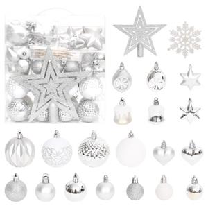vidaXL 70-tlg. Weihnachtskugel-Set Silbern und Weiß 
