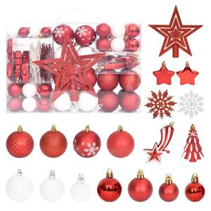 vidaXL 108-tlg. Weihnachtskugel-Set Rot und Weiß 