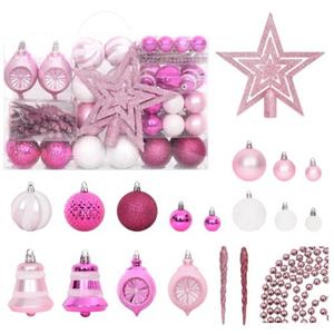 vidaXL 108-tlg. Weihnachtskugel-Set Weiß und Rosa 