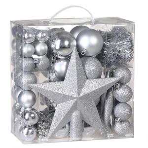 Casaria Weihnachtsbaumkugeln Silber 77-tlg.