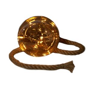 Anna's Collection 1x stuks verlichte glazen kerstballen aan touw met 15 lampjes goud/warm wit 18 cm -